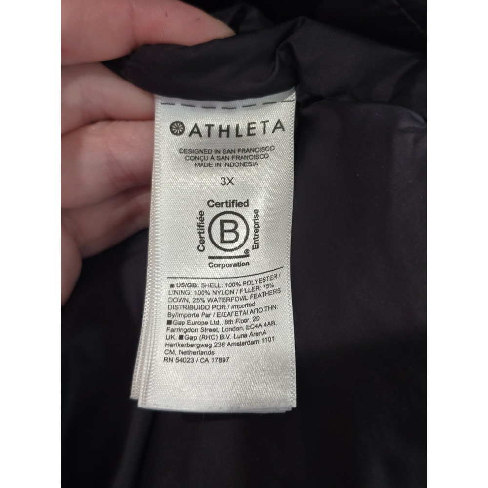 Athleta Gilet Downtown Vest Womens Size 3X Black Full Zip Down Quilted Puffer - Picture 9 of 11